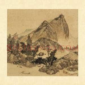 张雨森《扬橹看山》山水画页