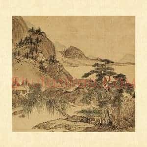 张雨森《柳溪独坐》山水画页