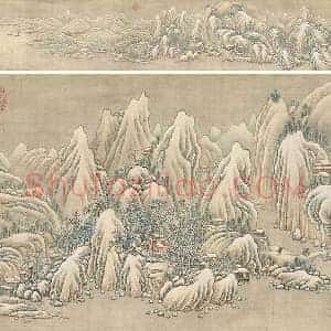 清 张雨森雪景山水画《雪霁山行卷》