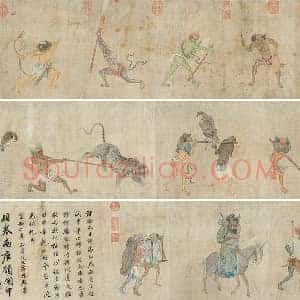 传顾闳中佛道人物画《锺馗出猎图》全卷