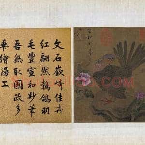 宋徽宗绘画《梳翎鹁鸽》页