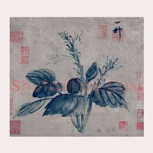 赵佶水墨画《宋徽宗水墨玉簪》页