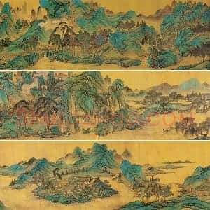 仇英青绿山水画《辋川十景图》卷