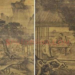 传夏圭《山居留客图》山水人物轴