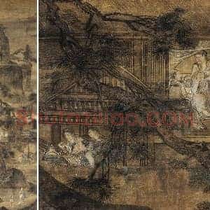 夏圭(款)山水人物画《山居图》轴