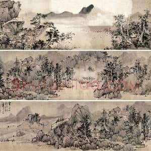 蓝瑛水墨山水画《秋山幽居图》卷