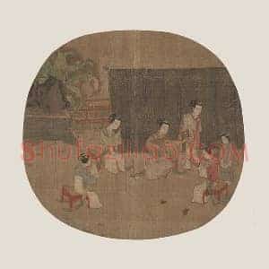周文矩仕女画《按乐图》页