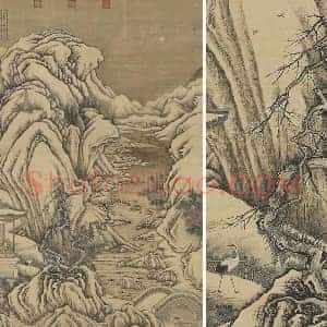 清 唐岱孙祜《合仿李唐寒谷先春图》轴
