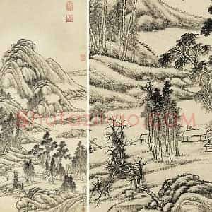 唐岱《仿吴镇水墨山水》轴