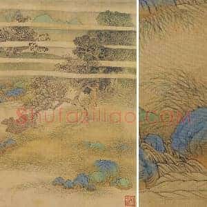 陈洪绶山水《仿赵千里笔法》页