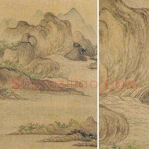 陈洪绶山水《仿李唐笔意图》页