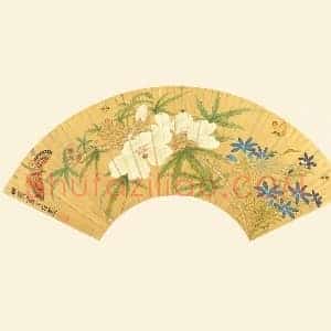 陈洪绶《花卉扇面》页