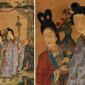 陈洪绶佛道人物画《仙人献寿图》轴