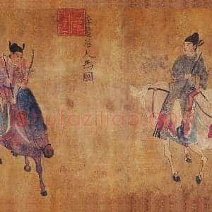 五代李赞华鞍马画《人马图》卷