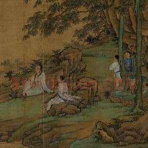 刘松年山水人物《停琴伫月图》页
