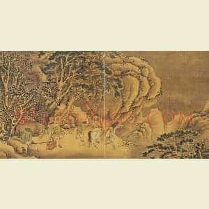 刘松年山水人物《雪山行旅图》页
