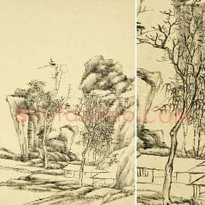 清 王敬铭《仿倪瓒山水》页