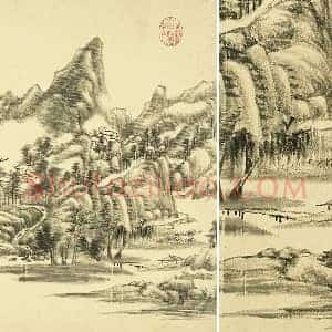 清 王敬铭《仿米芾山水》页