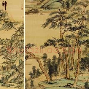 清王敬铭山水轴