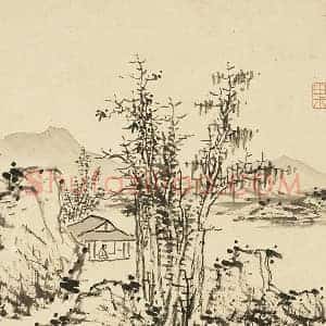 蓝瑛临倪瓒山水画法
