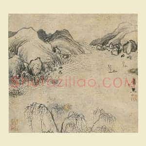 萧照水墨画山水