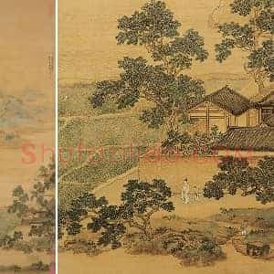 仇英青绿山水《莲溪渔隐图》轴