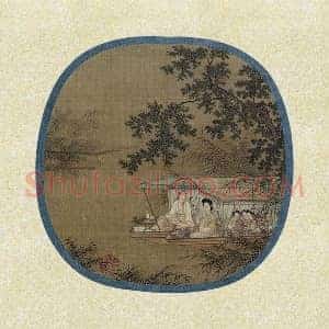 仇英《船人形图》又名《船游图》