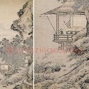 仇英山水画《渔笛图》轴