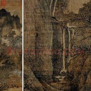 关仝山水画《秋山晚翠图》轴
