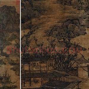 关仝《关山行旅图》山水轴