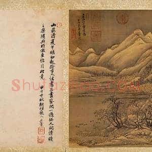 清 王翚雪景山水画《仿王维江干雪意图》页