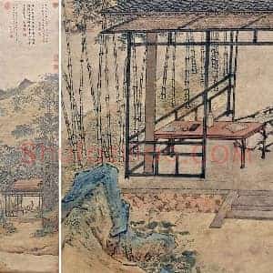 仇英《梧竹书堂图》轴