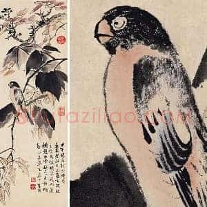 蓝瑛花鸟画《秋色梧桐图》