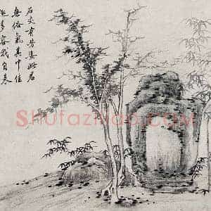 沈周水墨画《石竹图》页