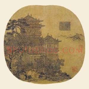 夏永界画《岳阳楼图》团扇页