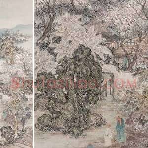 钱杜水人物画《虞山草堂步月诗意图》轴