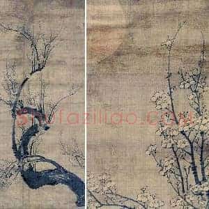 王冕《月下梅花图》轴