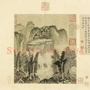 巨然山水画《阁皂灵踪图》页
