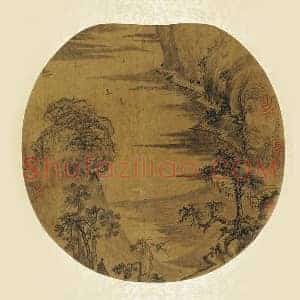 巨然山水《江帆遥岑图》团扇页