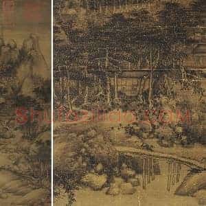 巨然山水画《萧翼赚兰亭图》轴