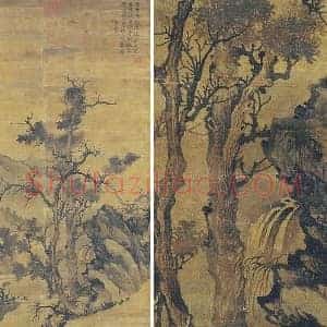 张舜咨山水画《古木飞泉图》轴