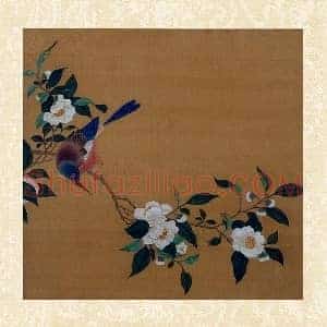 黄筌花鸟工笔《茶花翎毛》页