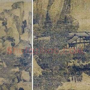 唐寅山水画《钱塘景物图》轴