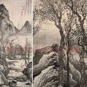 唐寅山水画《步溪图》轴