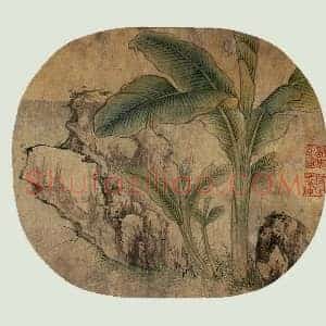 柯九思《芭蕉奇石》团扇页