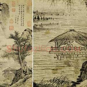 柯九思山水画《谿亭山色图》轴