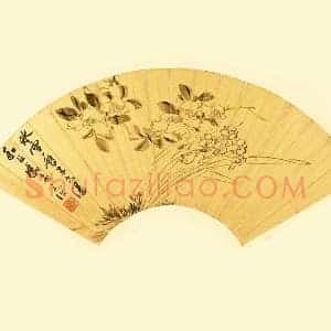 陈淳花卉画《水仙茶花》扇面页