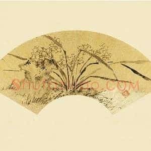 陈淳水墨《水仙》扇面页