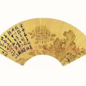 陈淳书画扇面《牡丹》页