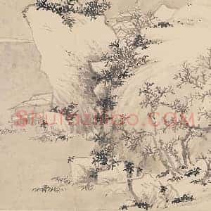 陈淳冬景山水画《寒江钓雪图》页